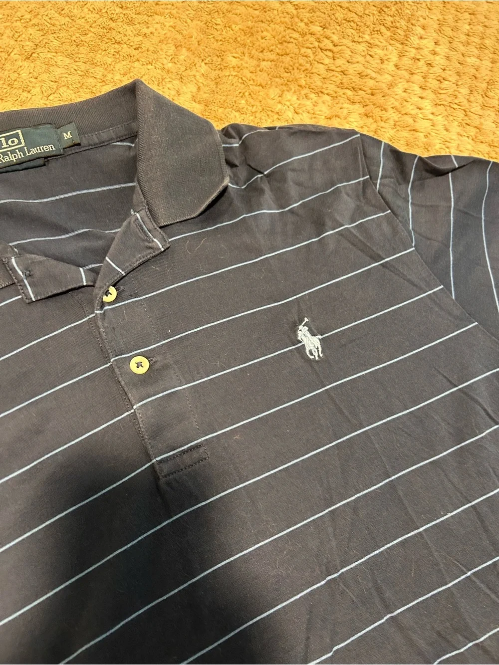 Polo by Ralph Lauren Navy Polo with Light Blue Stripe Detail